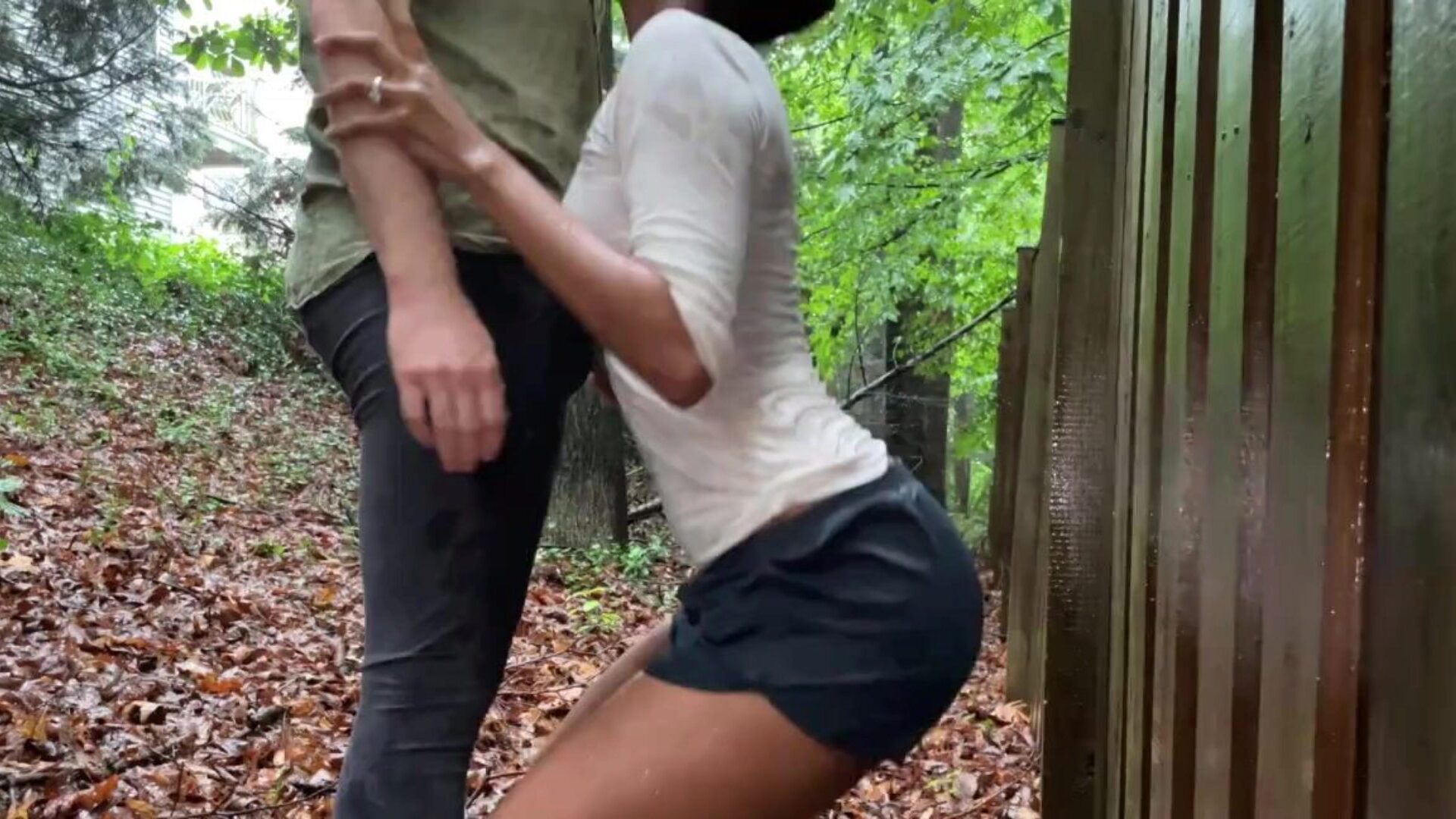 Her Husband was Home So I Fucked His Cheating Wife in The Backyard in the Rain